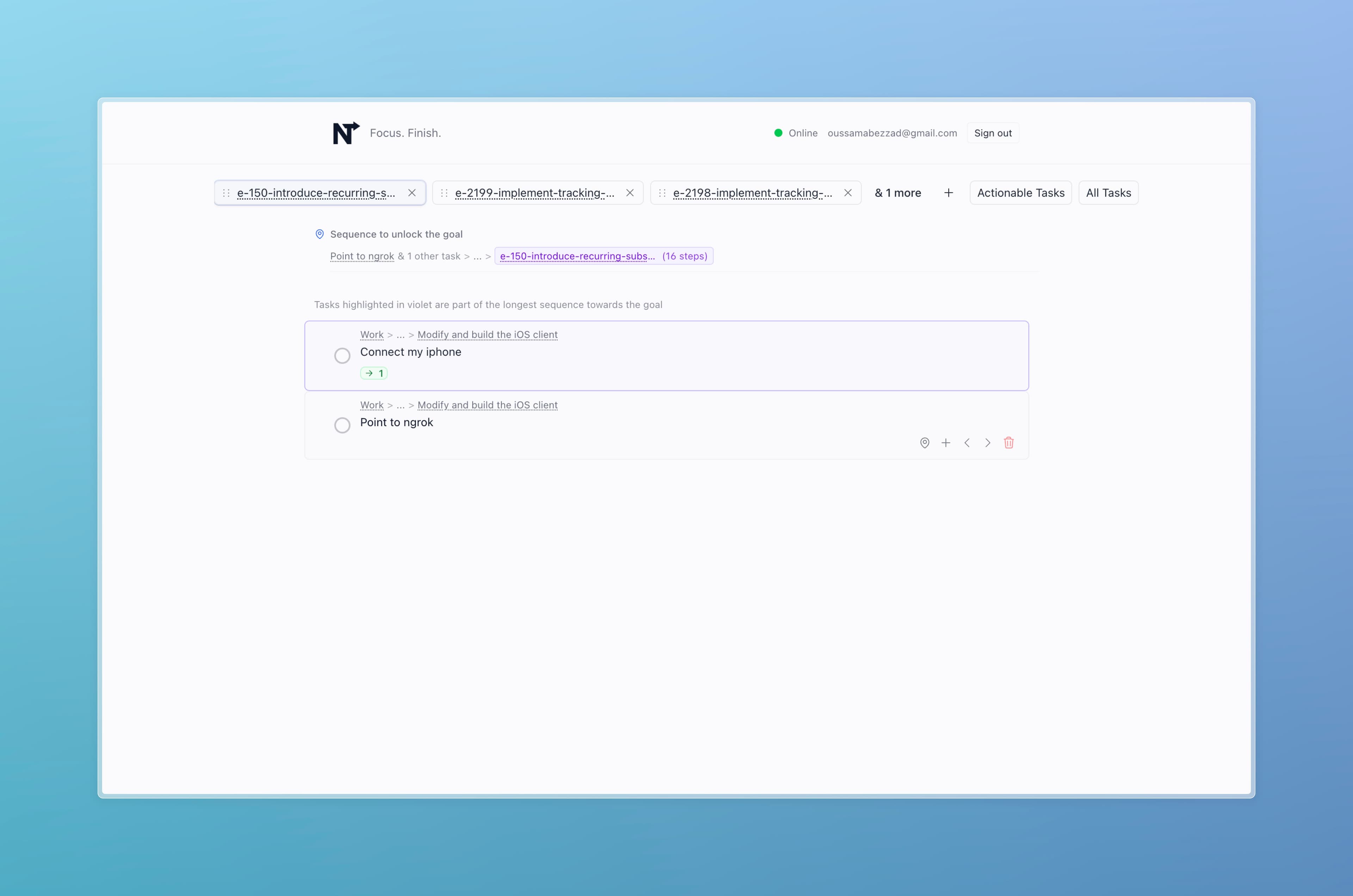 NextTask screenshot